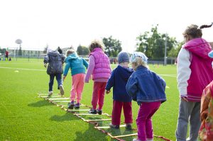 Kids using floor ladder